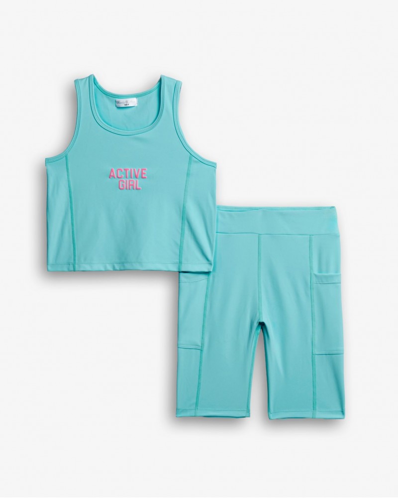 Εφηβικό Σετ Αθλητικό με Μπουστάκι Active Girl Και Σορτς Ποδηλατικό Κορίτσι (6-16) -Βεραμάν Neon- 