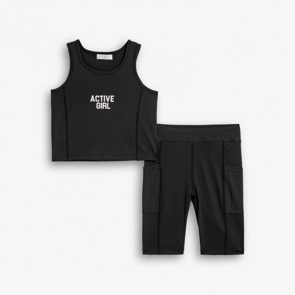 Εφηβικό Σετ Αθλητικό με Μπουστάκι Active Girl Και Σορτς Ποδηλατικό Κορίτσι (6-16) -Μαύρο- 126-527107-2