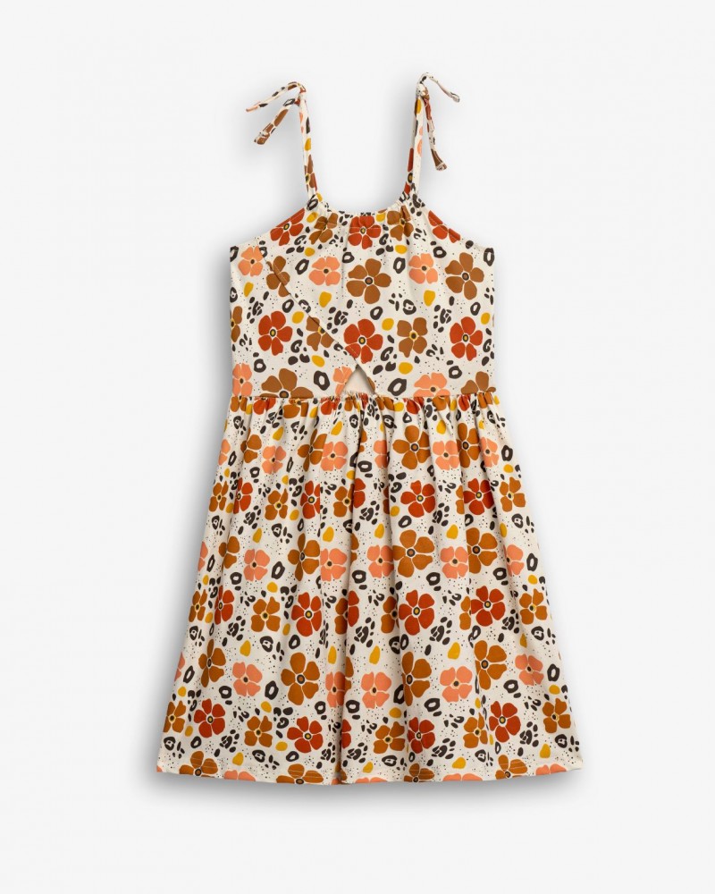 Εφηβικό Μακό Φόρεμα Τιράντα με Flower Allover Κορίτσι (6-16) –Εκρού– 