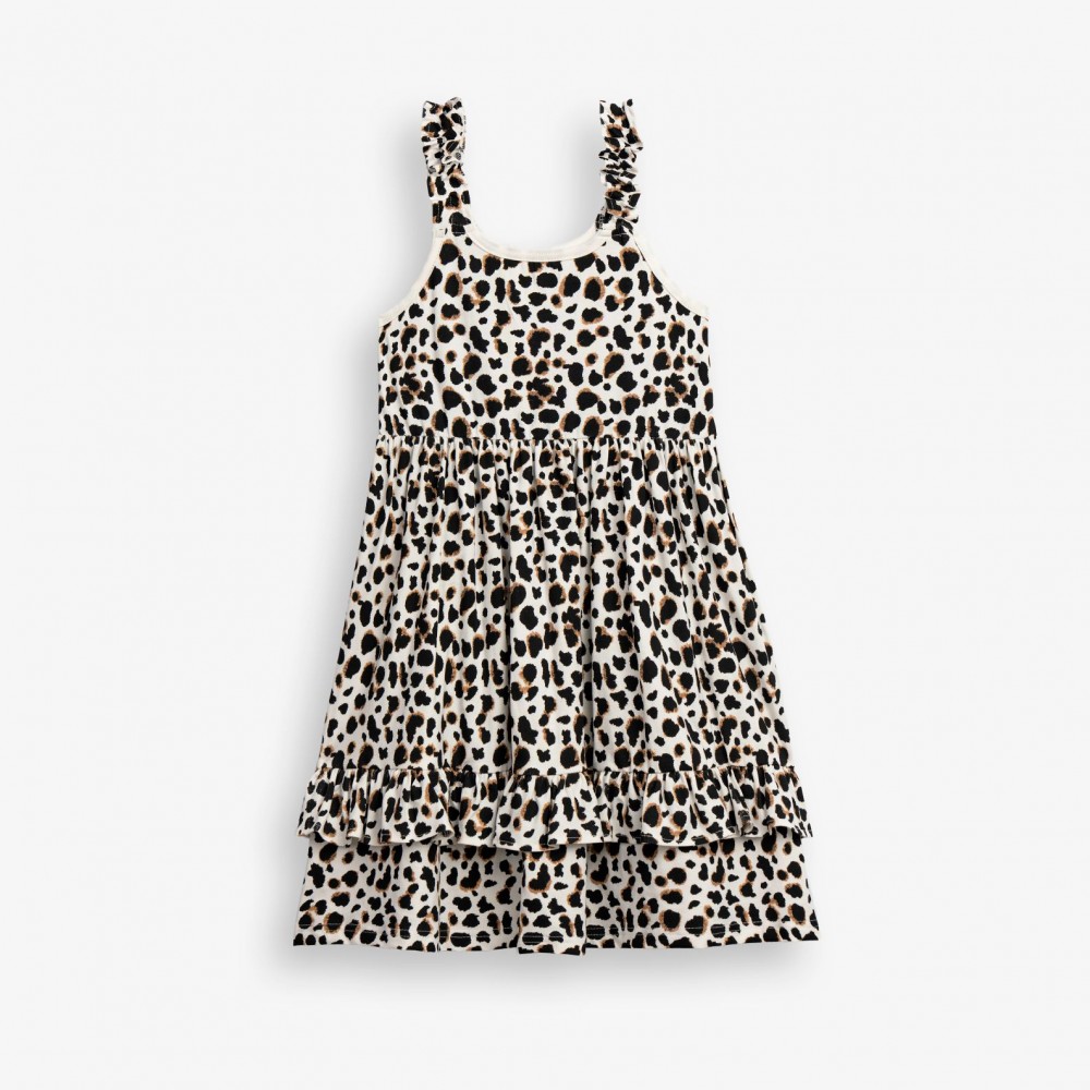 Εφηβικό Μακό Φόρεμα με Τιράντα Λεοπάρ Κορίτσι (6-16) –Εκρού– 126-528103-1