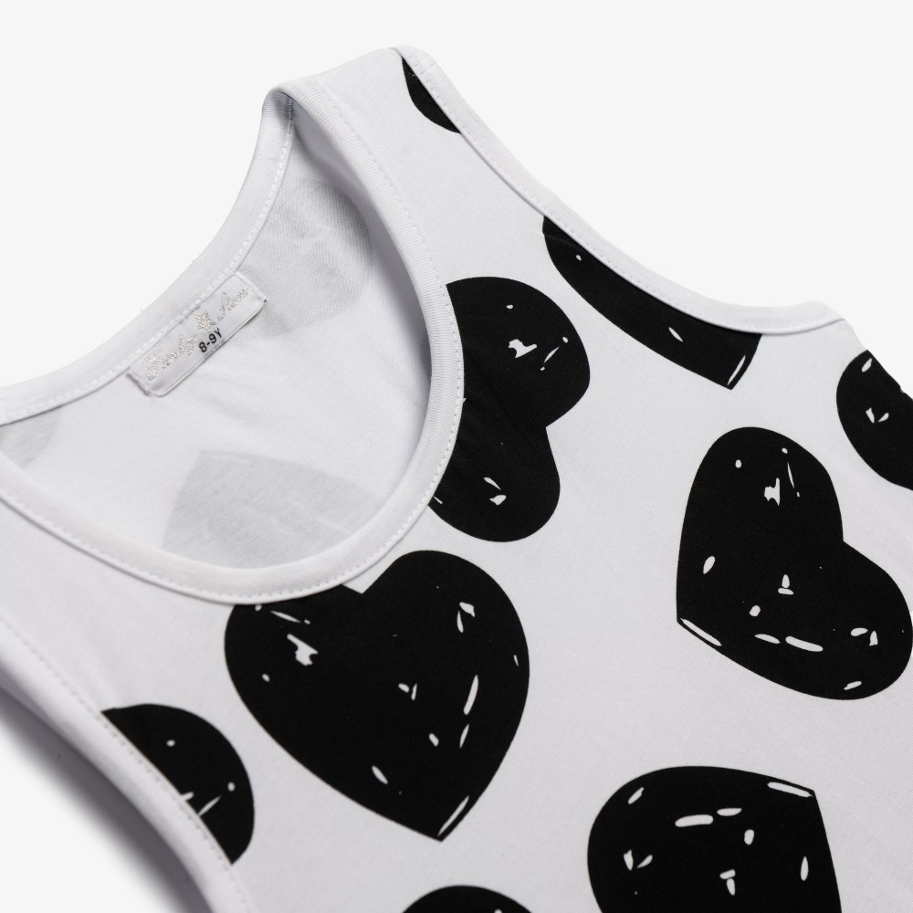 Εφηβικό Μακό Φόρεμα Αμάνικο με Καρδούλες Μοτίβο Κορίτσι (6-16) –Λευκό– 126-528104-1