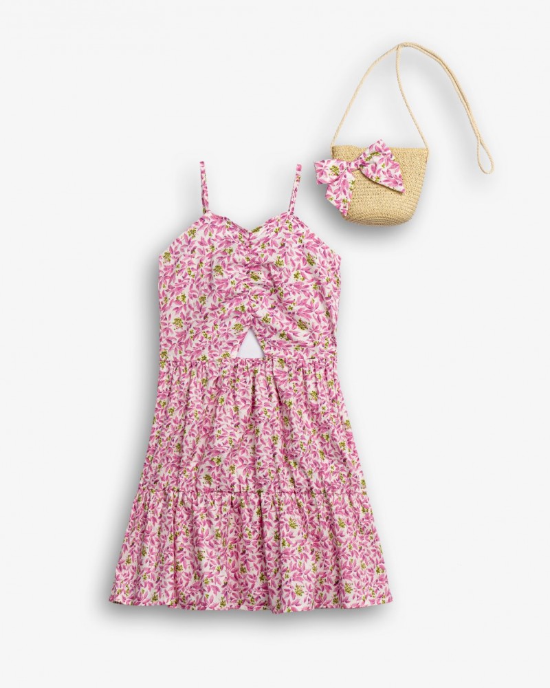 Παιδικό Φόρεμα Τιράντα Flower Allover με Τσαντάκι Κορίτσι (2-12) –Εμπριμέ– 