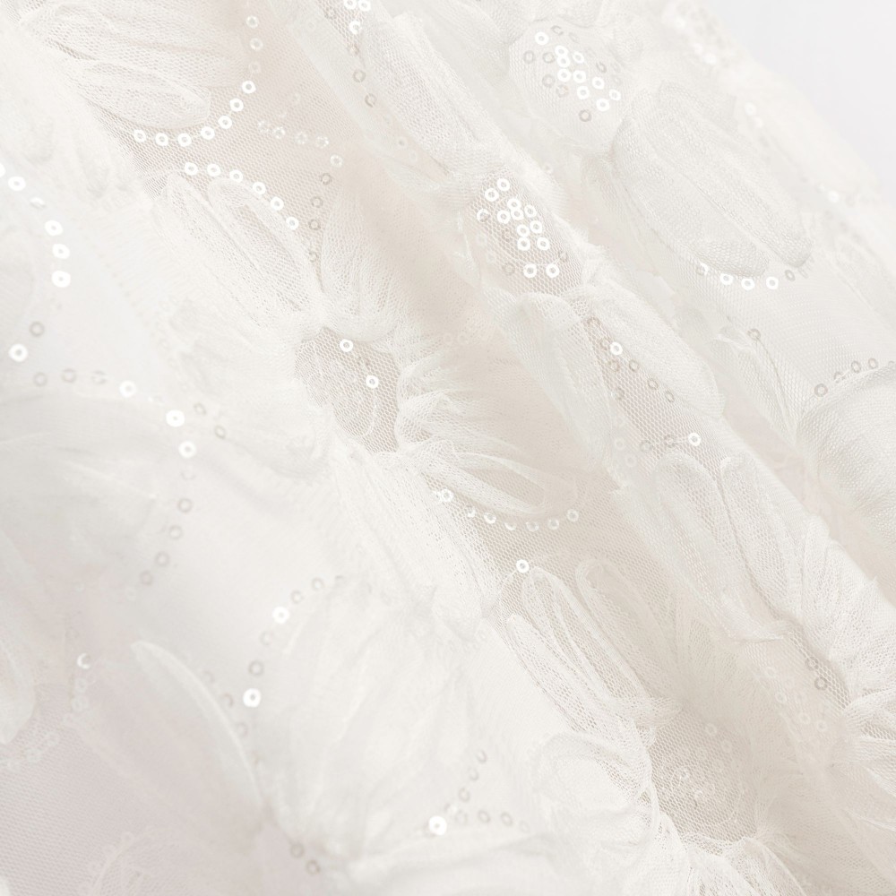 Εφηβικό Φόρεμα με Τούλι και Κέντημα Παγιέτα Κορίτσι (6-16) –Λευκό– 126-529133-1