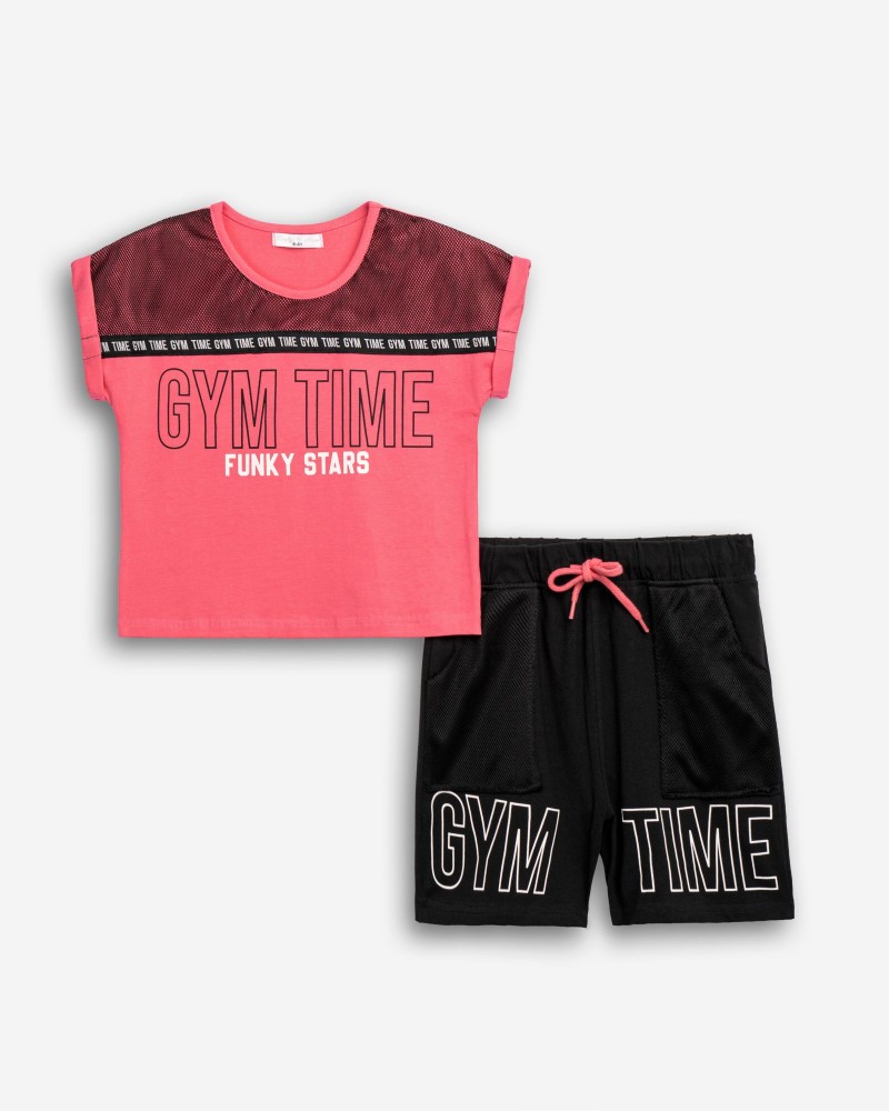 Εφηβικό Μακό Σετ με Τοπ Μπλούζα Gym Time Και Βερμούδα Κορίτσι (6-16) -Φλαμίνγκο- 