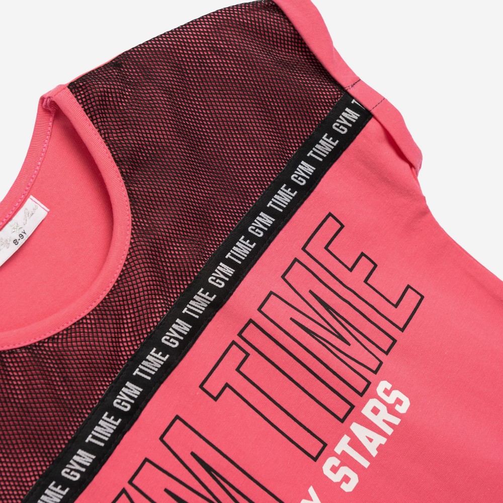 Εφηβικό Μακό Σετ με Τοπ Μπλούζα Gym Time Και Βερμούδα Κορίτσι (6-16) -Φλαμίνγκο- 