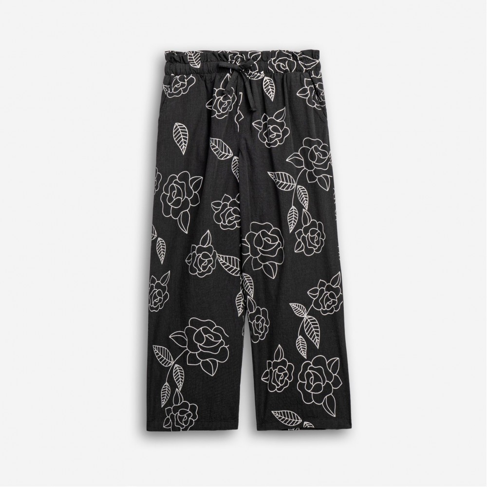 Εφηβική Παντελόνα με Allover Τριαντάφυλλα Κορίτσι (6-16) -Μαύρο- 126-531102-1