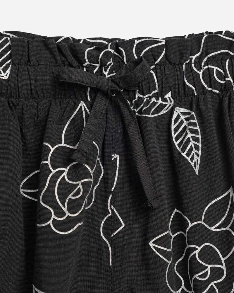 Εφηβική Παντελόνα με Allover Τριαντάφυλλα Κορίτσι (6-16) -Μαύρο- 