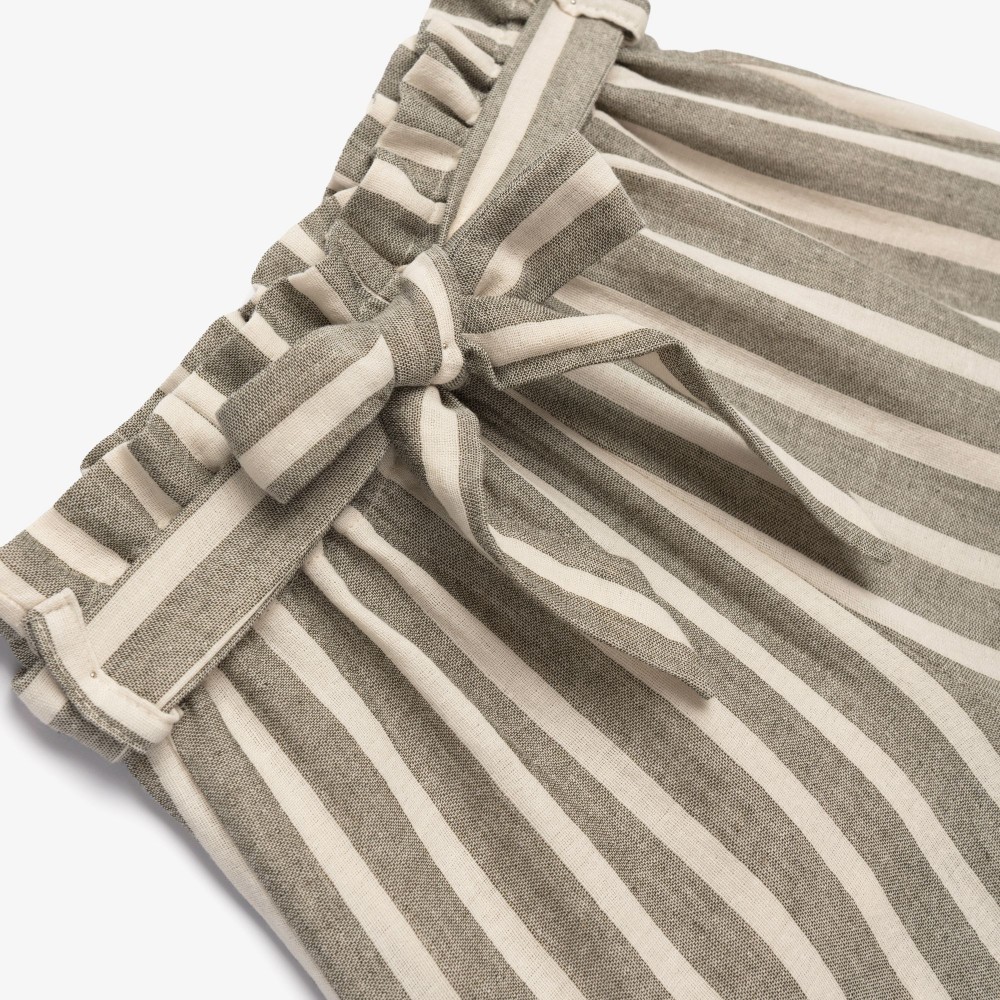 Εφηβικό Σορτς Ριγέ Με Ζώνη Κορίτσι (6-16) -Γκρι- 126-532100-1