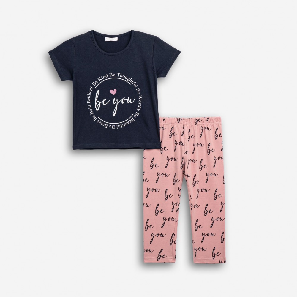 Εφηβικό Μακό Σετ με Μπλούζα Be You Και Κολάν Κάπρι Κορίτσι (6-16) -Μπλε- 126-539119-1