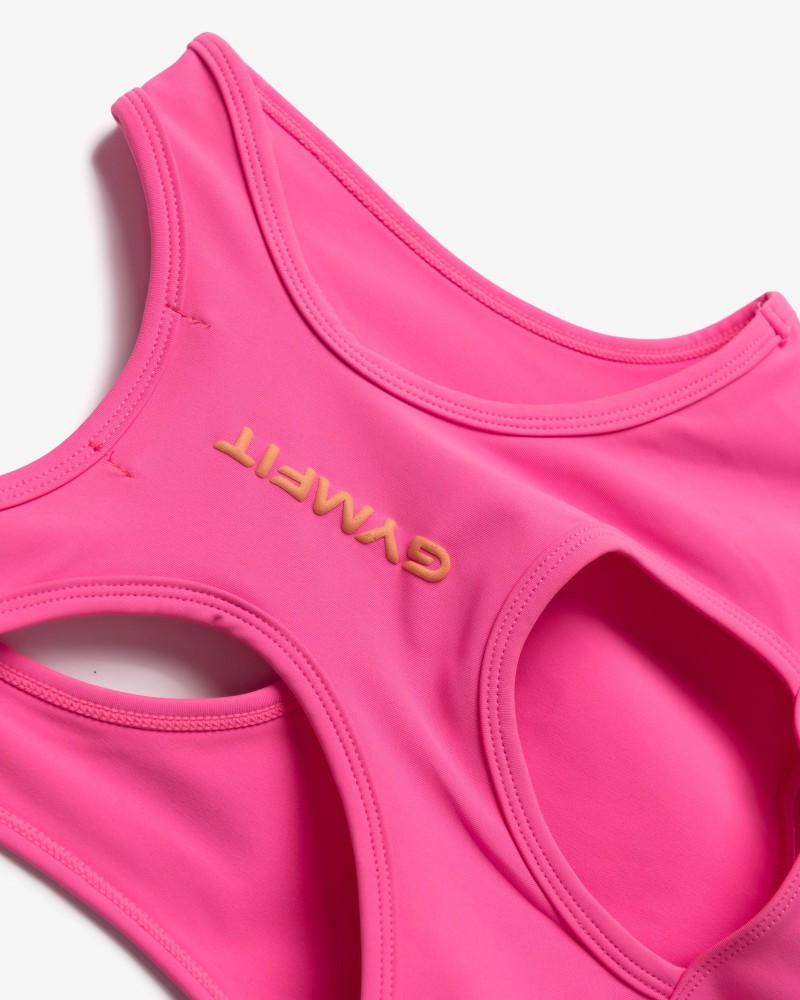 Εφηβικό Σετ Αθλητικό με Μπουστάκι Bust Και Κολάν Κάπρι Κορίτσι (6-16) -Φωσφορούχο Ροζ- 