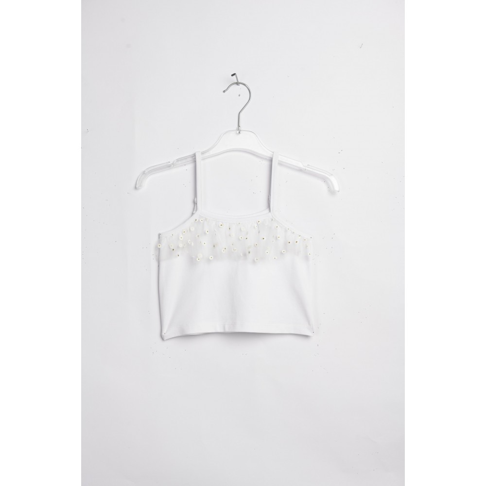 Εφηβικό Σετ Ριγέ 3Τμχ με Πουκάμισο, Τοπ Τιράντα Και Σορτς Κορίτσι (6-16) -Λευκό/Ροζ- 126-595103-1