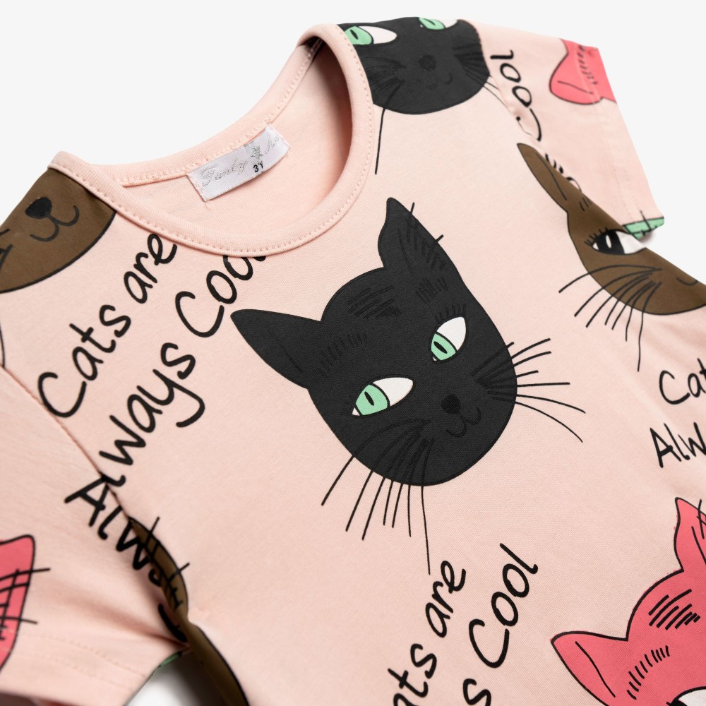 Παιδικό Μακό Σετ με Μπλούζα Cats It's Cool και Κολάν Κάπρι Κορίτσι (2-6) -Ροζ- 126-719109-1