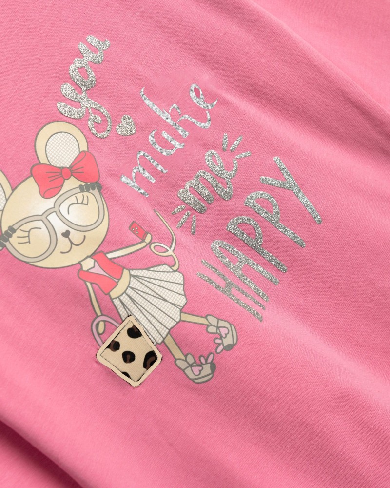 Παιδικό Σετ Κολάν Εποχής Με Τύπωμα Ποντικούλα Κορίτσι (2-6) -Ροζ- 