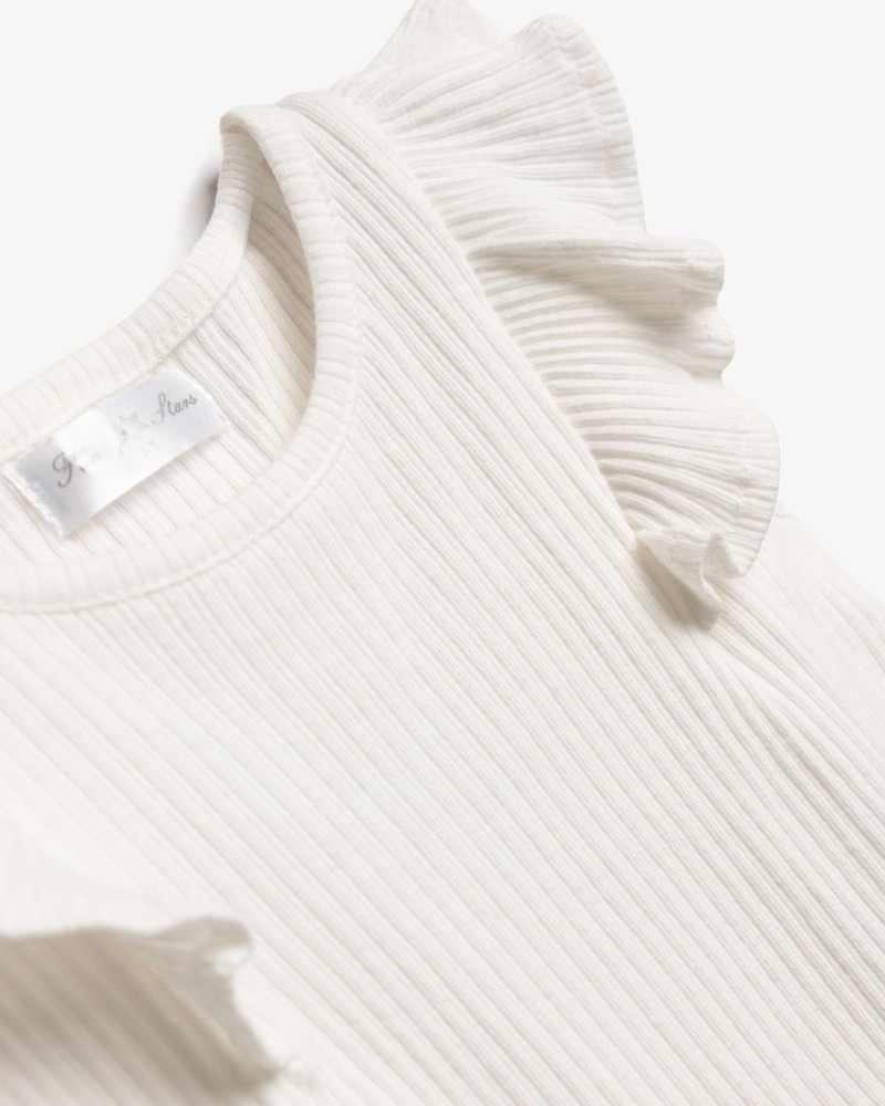 Παιδικό Σετ 3Τμχ με Μπλούζα Ριπ, Παντελόνα και Καπέλο Κορίτσι (2-6) -Εκρού- 