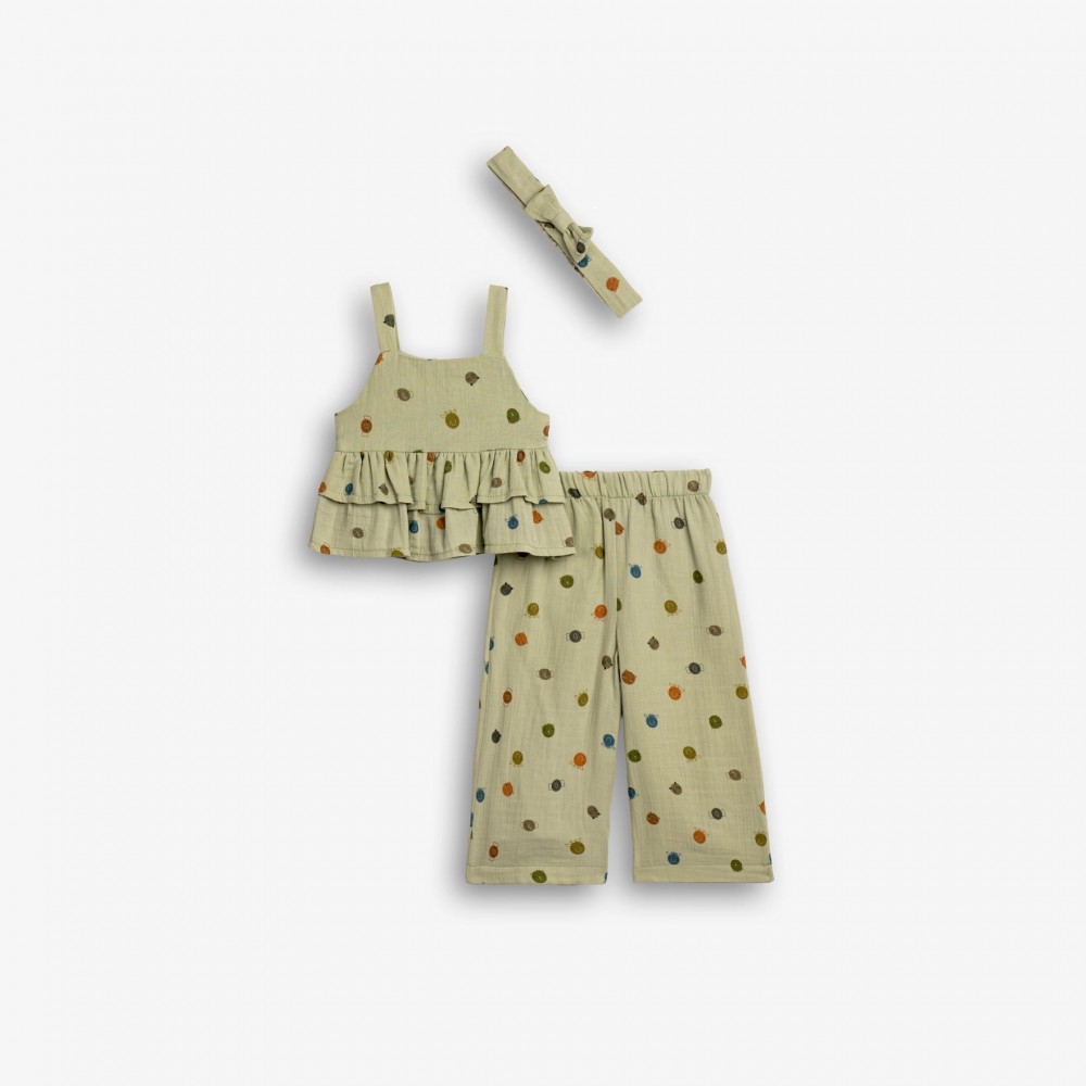 Παιδικό Σετ 3Τμχ με Μπλούζα Τιράντα, Παντελόνα και Κορδέλα Κορίτσι (2-6) -Μέντα- 126-723113-1