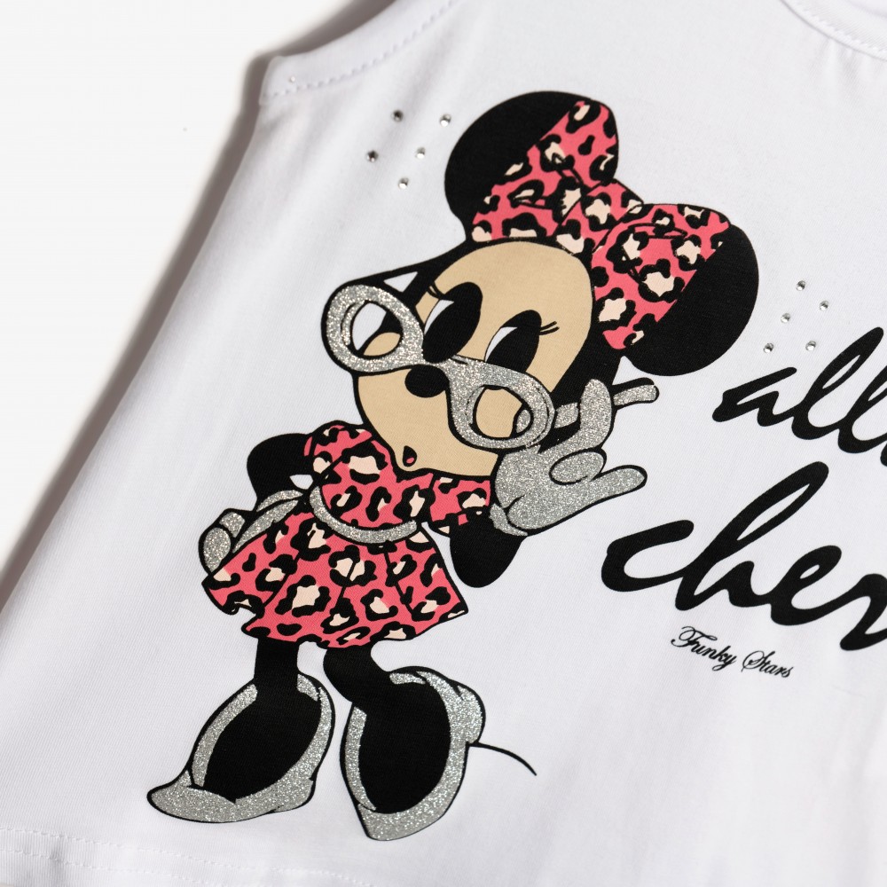 Παιδικό Σετ με Μπλούζα Minnie και Σορτς Animal Κορίτσι (2-6) -Λευκό- 