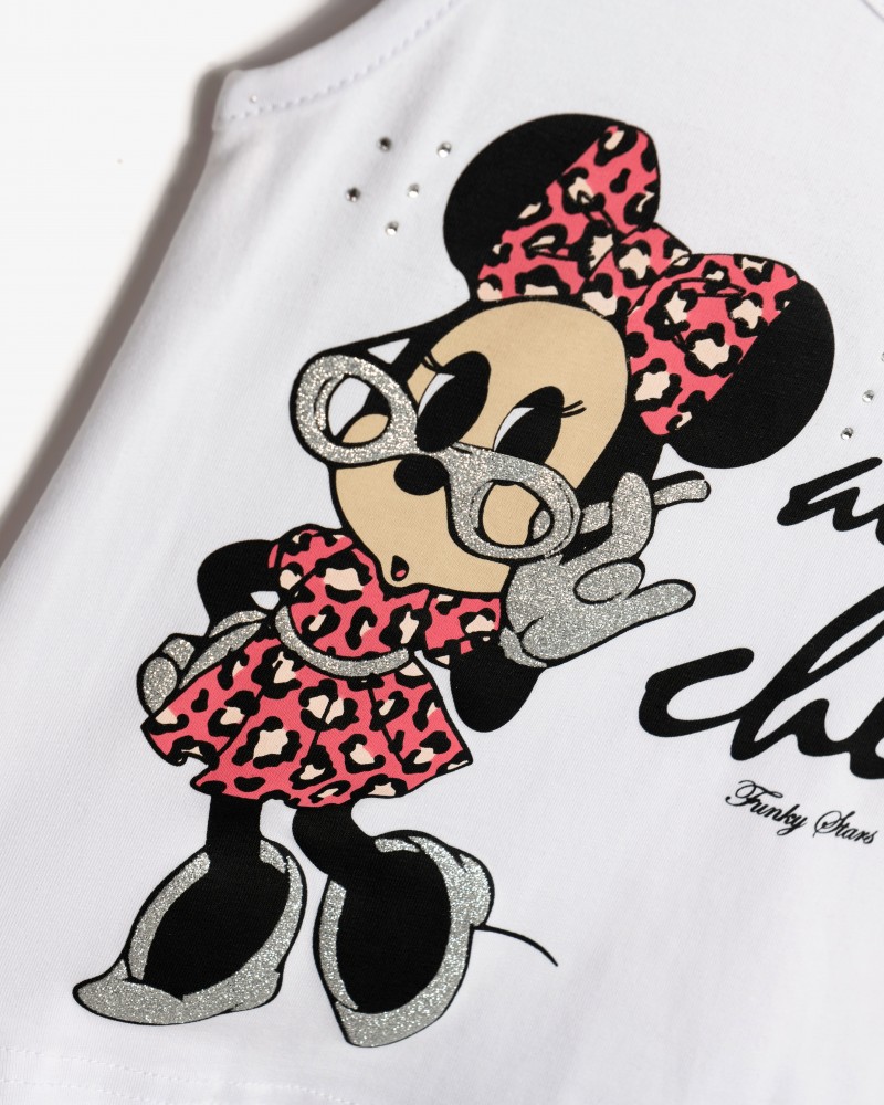 Παιδικό Σετ με Μπλούζα Minnie και Σορτς Animal Κορίτσι (2-6) -Λευκό- 