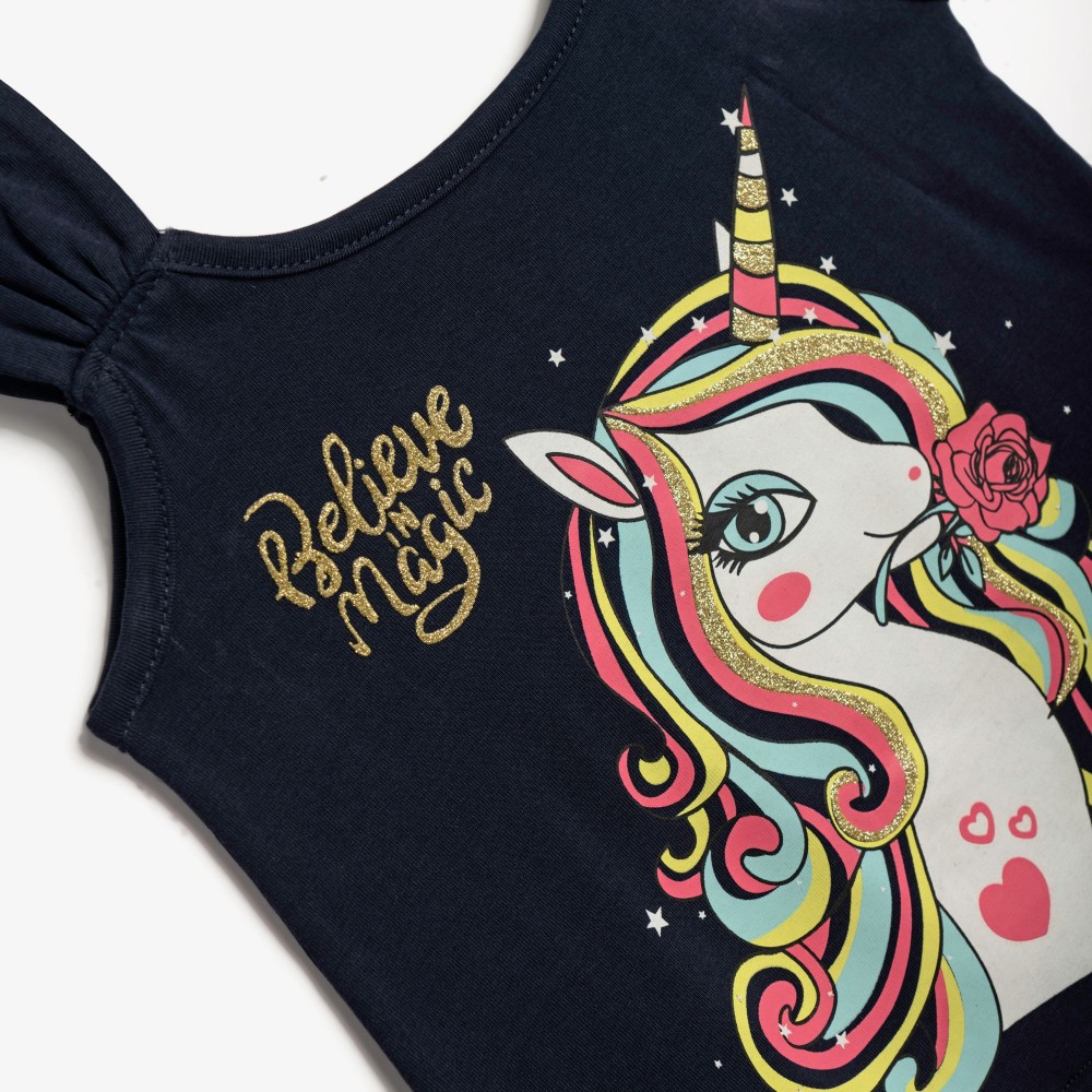 Παιδικό Σετ με Μπλούζα Μονόκερος και Σορτς Κορίτσι (2-6) -Μπλε- 126-724103-2