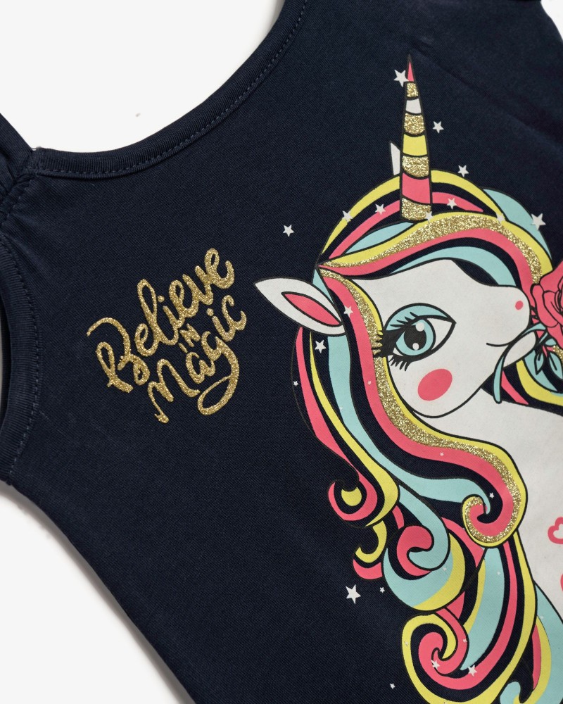 Παιδικό Σετ με Μπλούζα Μονόκερος και Σορτς Κορίτσι (2-6) -Μπλε- 