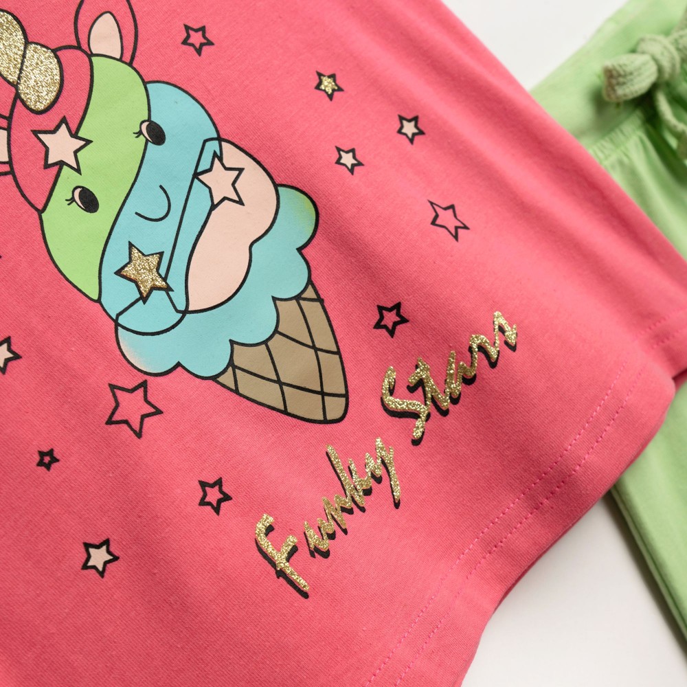 Παιδικό Σετ Μακό με Μπλούζα Παγωτό και Σορτς Κορίτσι (2-6) -Φλαμίνγκο- 126-724104-1