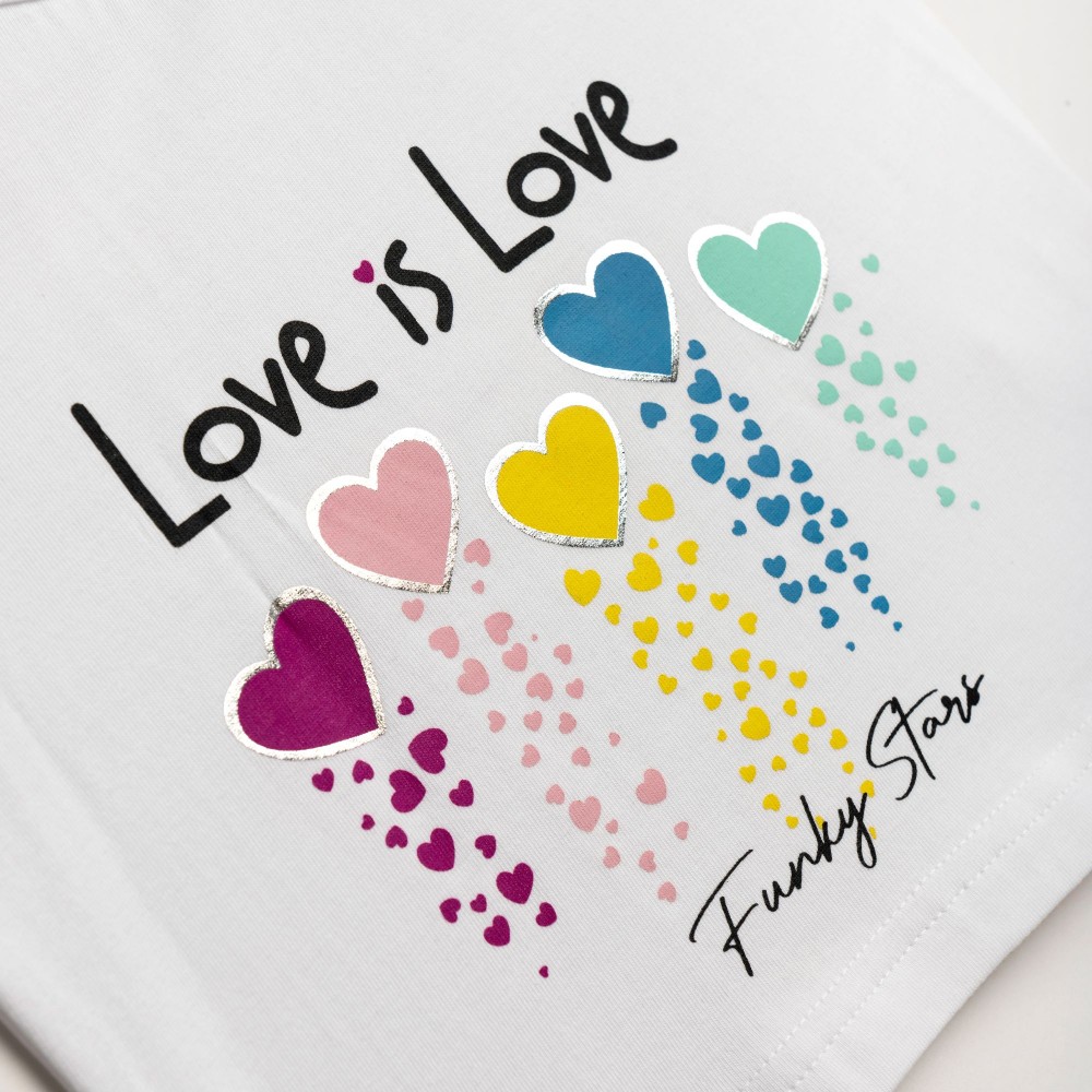 Παιδικό Σετ Μακό με Μπλούζα Love is Loνe και Σορτς Κορίτσι (2-6) -Λευκό- 126-724113-1