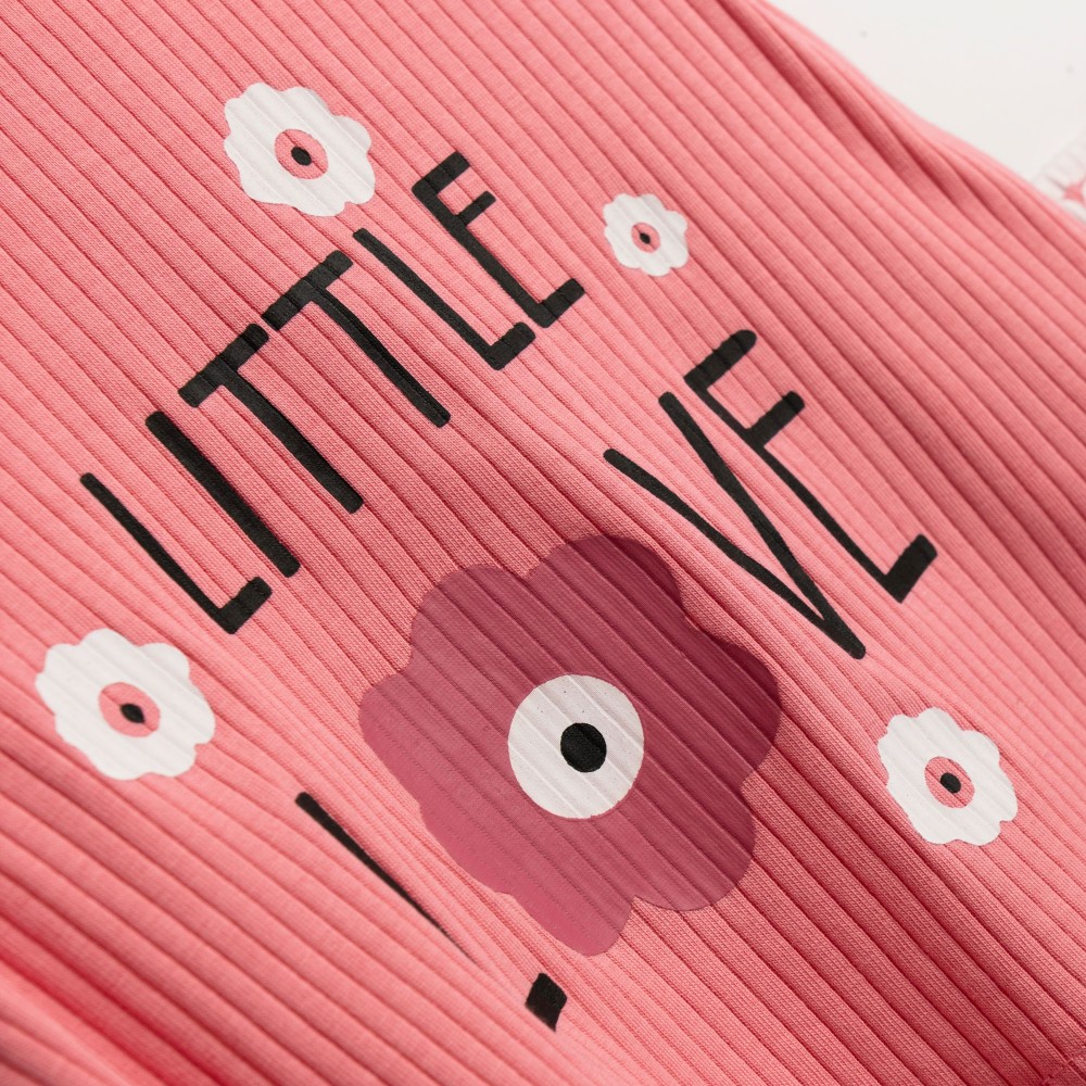 Παιδικό Σετ Ριπ με Μπλούζα Little Love και Σορτς Κορίτσι (2-6) -Ρουζ- 