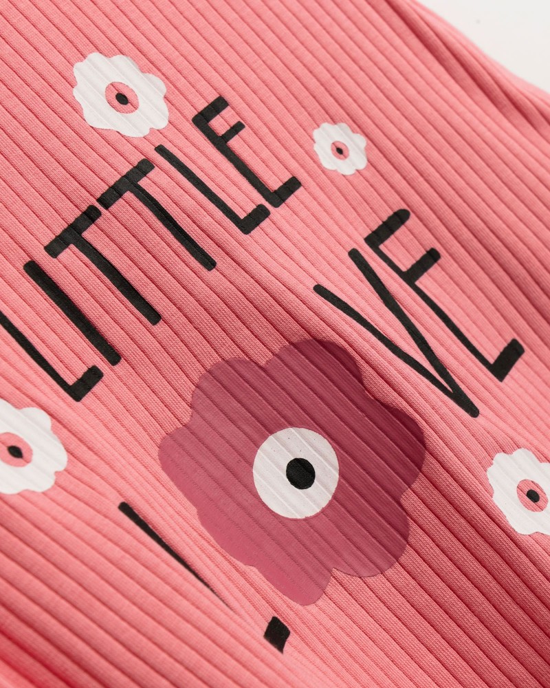 Παιδικό Σετ Ριπ με Μπλούζα Little Love και Σορτς Κορίτσι (2-6) -Ρουζ- 