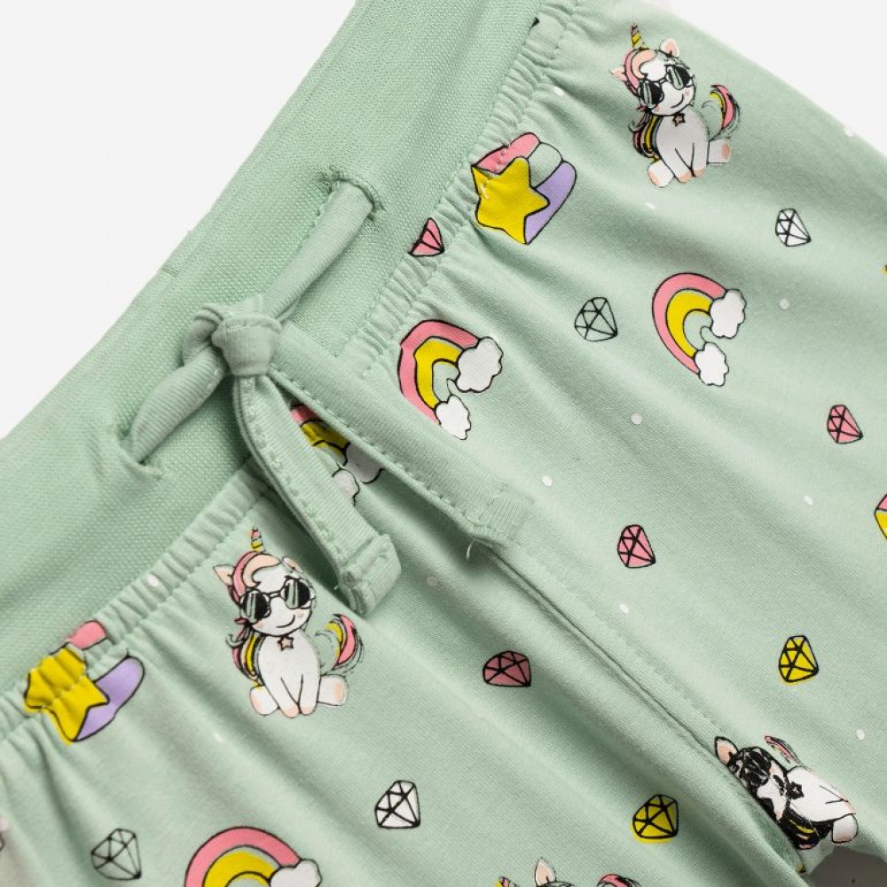 Παιδικό Σετ Μπλούζα με Κρόσια Μονόκερος και Σορτς Κορίτσι (2-6) -Φυστικί- 126-724127-1