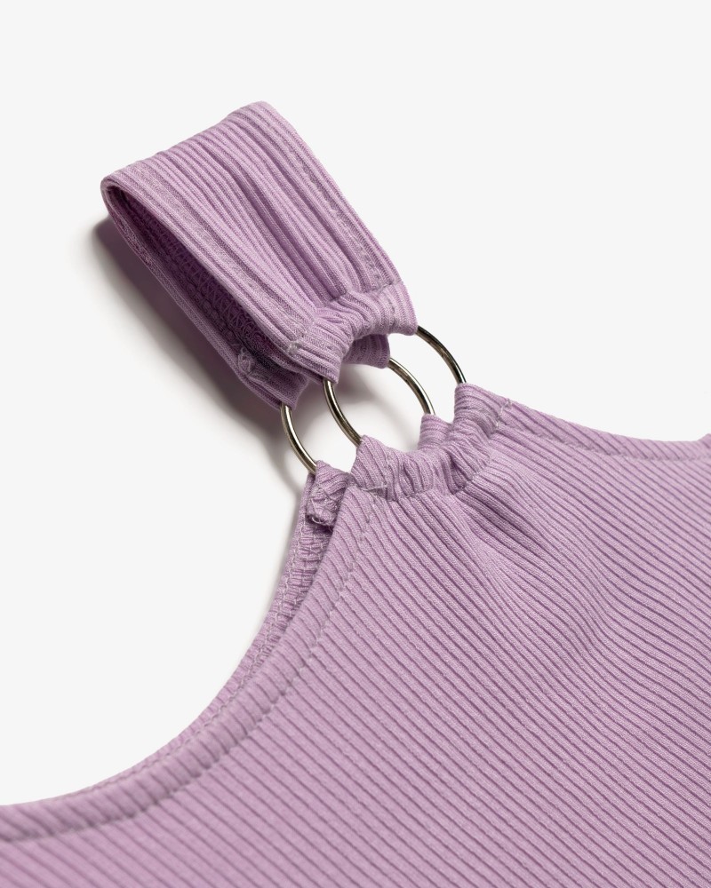 Παιδικό Σετ 4Τμχ με Μπλούζα Αμάνικη, Σορτς Floral, Κορδέλα και Τσαντάκι Κορίτσι (2-6) -Λιλά- 