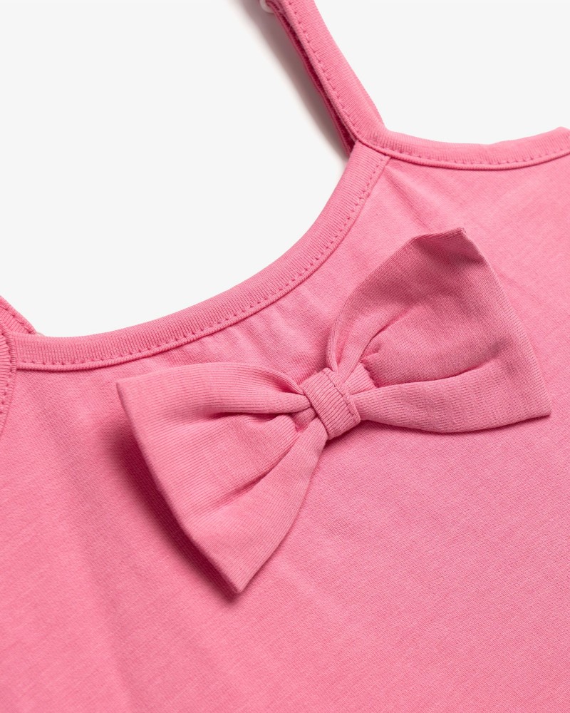 Παιδικό Σετ με Μπλουζάκι Φιογκάκι και Τζιν Σορτς Βολάν Κορίτσι (2-6) -Ρουζ- 