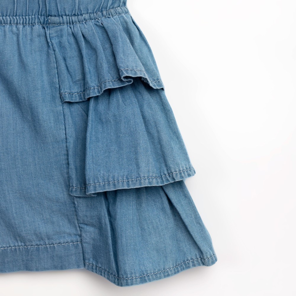 Παιδικό Σετ με Μπλουζάκι Φιογκάκι και Τζιν Σορτς Βολάν Κορίτσι (2-6) -Ρουζ- 126-726108-1