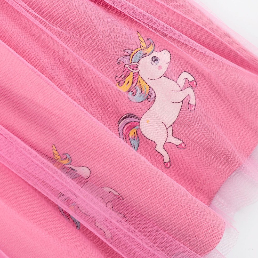 Παιδικό Μακό Φόρεμα Μονόκερος με Τούλι Κορίτσι (2-6) –Ροζ– 126-728103-1