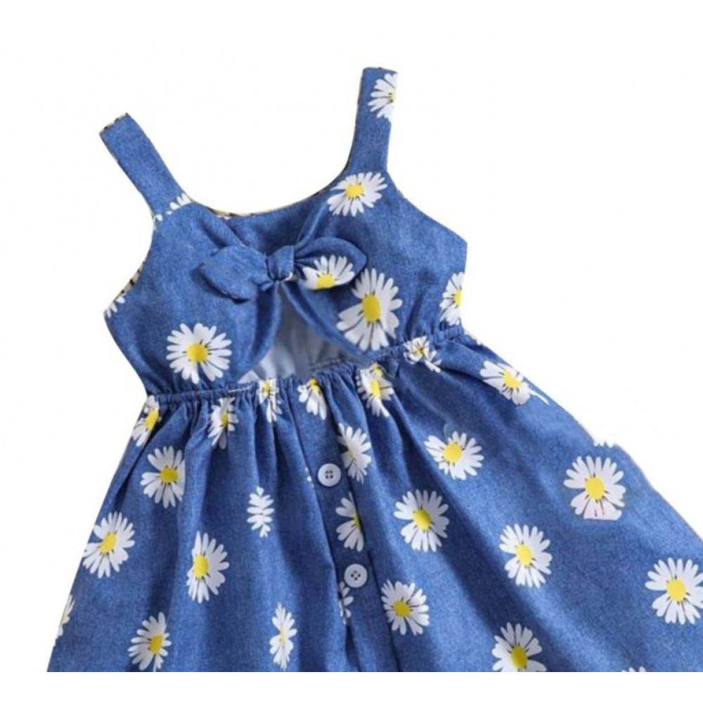 Παιδικό Φόρεμα Jean με Λουλούδια Allover Print Κορίτσι (2-6) –Μπλε Τζιν– 126-729100-1