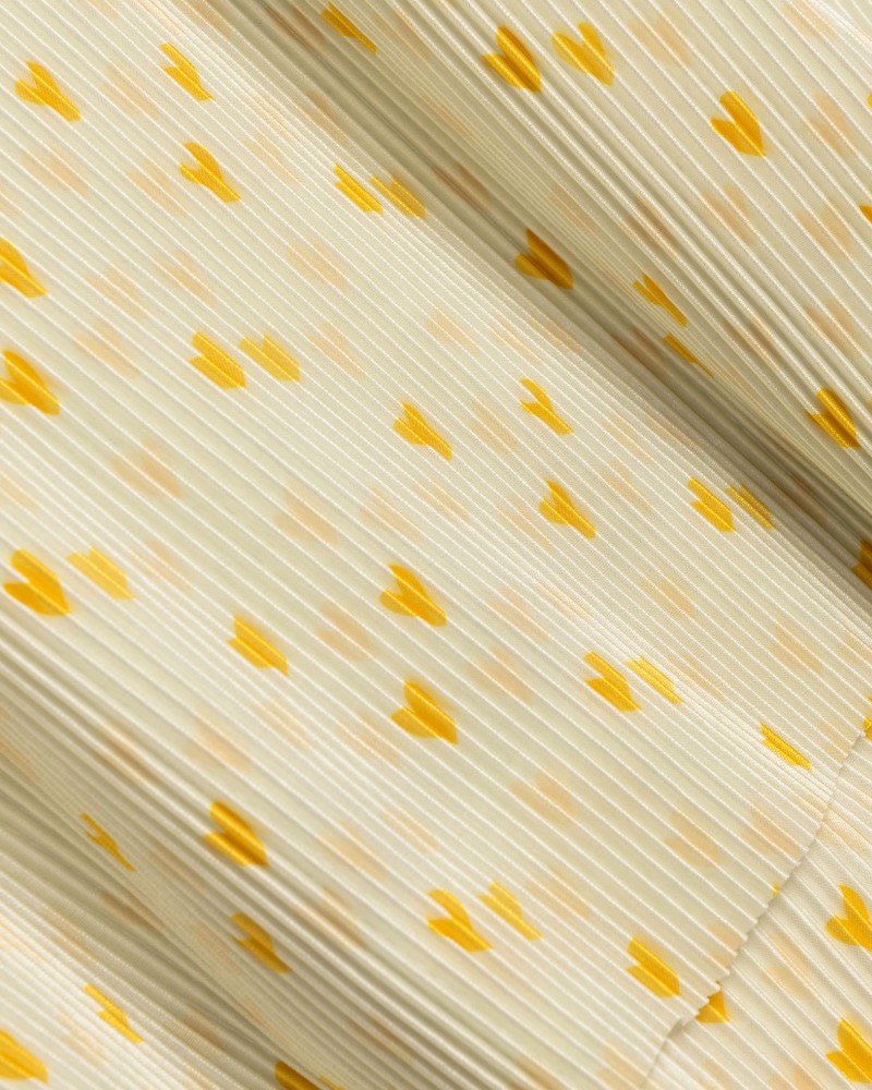 Παιδικό Φόρεμα Πλισέ με Καρδούλες Allover και Γυαλιά Ηλιού Κορίτσι (2-6) –Ανοιχτό Κίτρινο– 