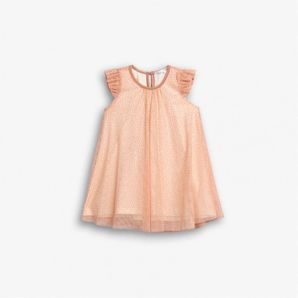 Παιδικό Φόρεμα από Τούλι με Μεταλλιζέ Λάμψη Κορίτσι (2-6) –Ροζ Πούδρας– 126-729117-1