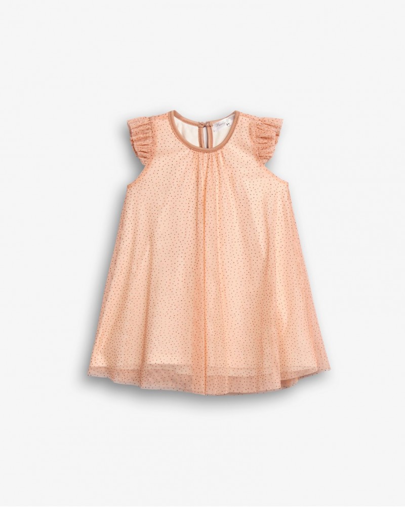 Παιδικό Φόρεμα από Τούλι με Μεταλλιζέ Λάμψη Κορίτσι (2-6) –Ροζ Πούδρας– 