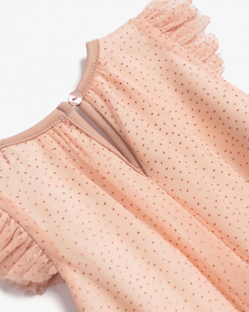 Παιδικό Φόρεμα από Τούλι με Μεταλλιζέ Λάμψη Κορίτσι (2-6) –Ροζ Πούδρας– 