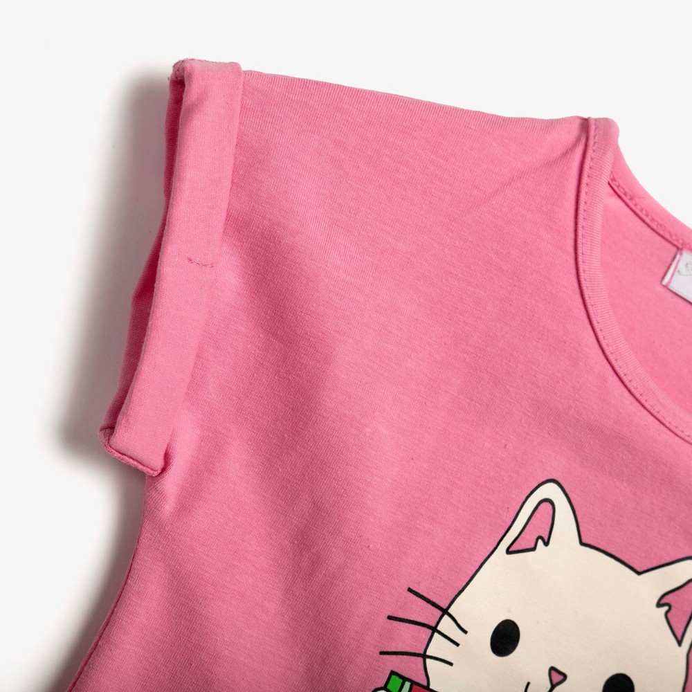 Παιδικό Μακό Σετ με Μπλούζα Cool Days και Βερμούδα/Σορτς Κορίτσι (2-6) -Ροζ- 126-730102-1