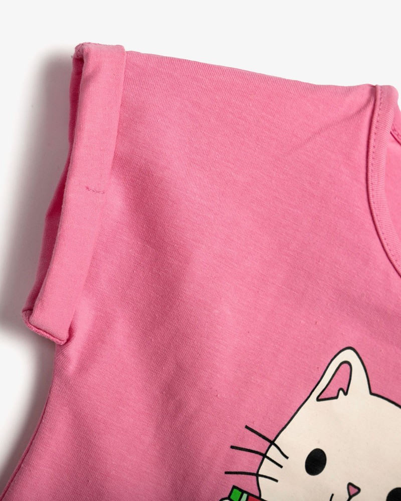 Παιδικό Μακό Σετ με Μπλούζα Cool Days και Βερμούδα/Σορτς Κορίτσι (2-6) -Ροζ- 