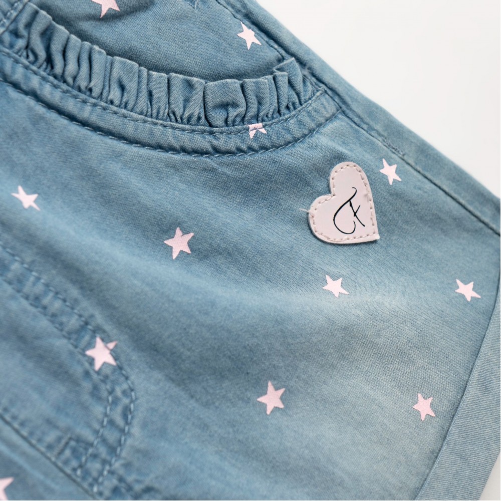 Παιδικό Σετ με Σαλοπέτα Τζιν Αστέρι και Μπλουζάκι Κορίτσι (2-6) -Κουφέτι- 126-743100-1