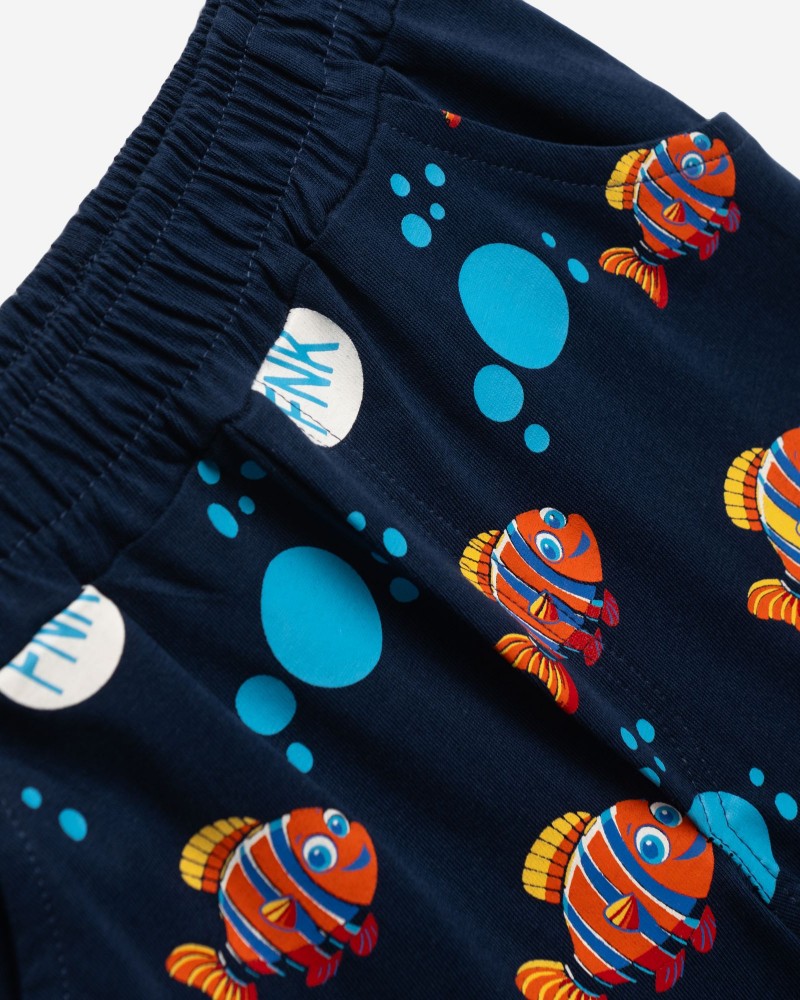 Βρεφικό Σετ Μακό με Μπλούζα Ψαράκι και Βερμούδα Αγόρι (6-24μ) -Εκρού- 