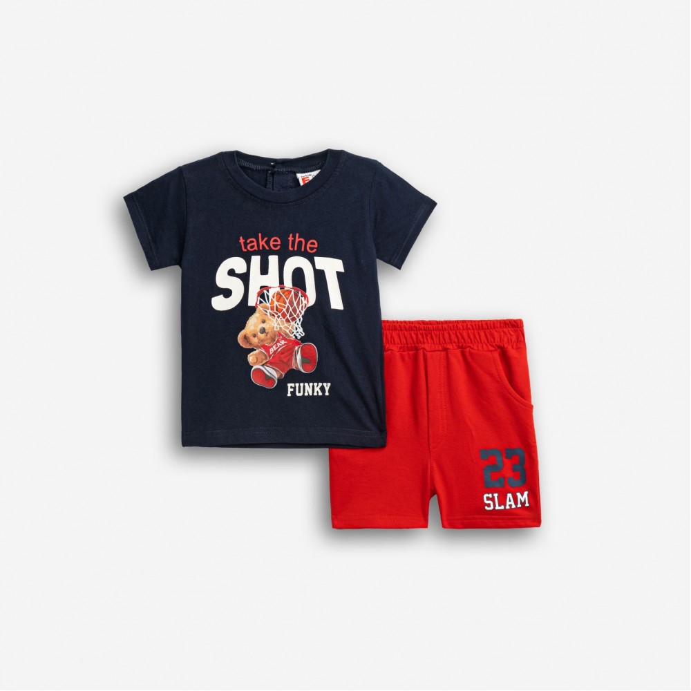 Βρεφικό Σετ Μακό με Μπλούζα Shot και Βερμούδα Αγόρι (6-24μ) -Μπλε- 126-801205-1