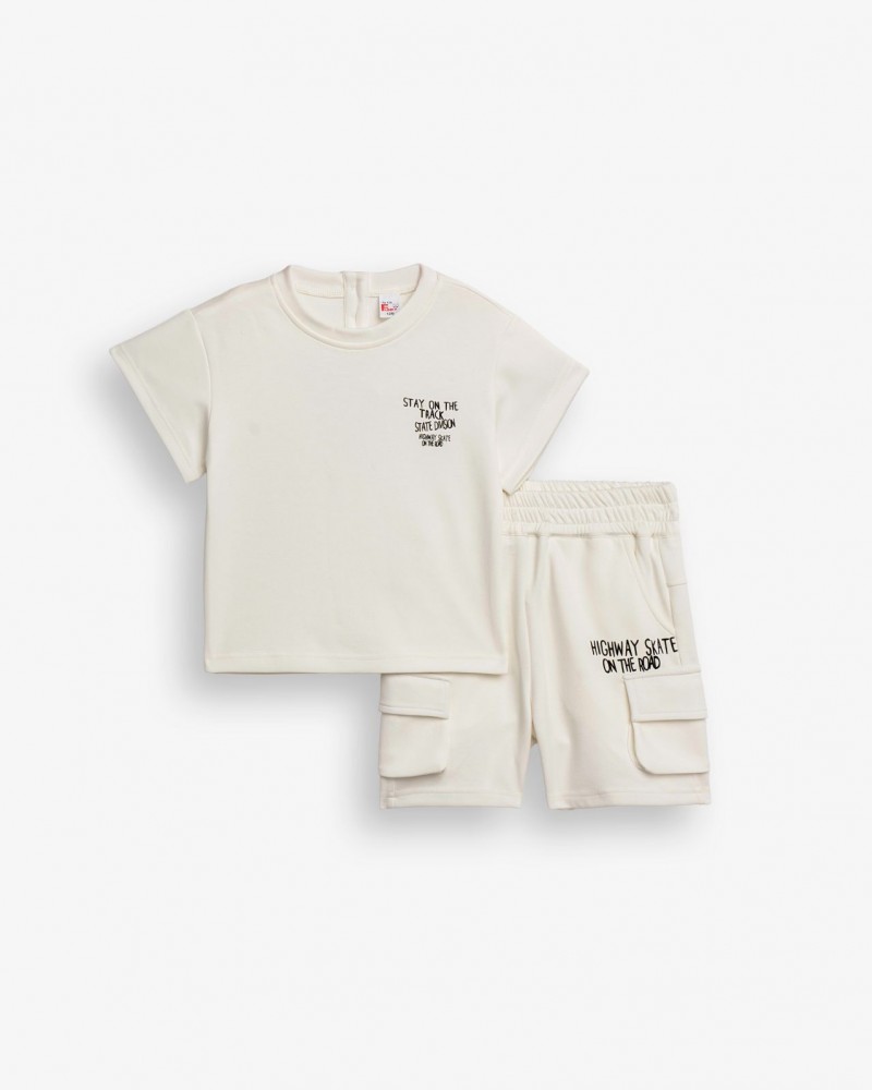 Βρεφικό Σετ με Μπλούζα Superior Route και Βερμούδα Cargo Αγόρι (6-24μ) -Εκρού- 
