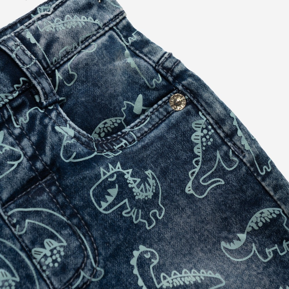 Βρεφικό Σετ με Μπλούζα Δεινόσαυρος και Τζιν Βερμούδα Αγόρι (6-24μ) –Μπλε Τζιν– 126-802107-1