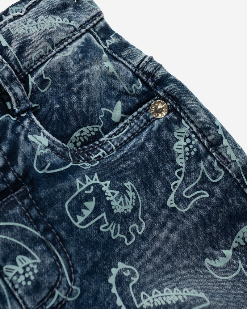 Βρεφικό Σετ με Μπλούζα Δεινόσαυρος και Τζιν Βερμούδα Αγόρι (6-24μ) –Μπλε Τζιν– 