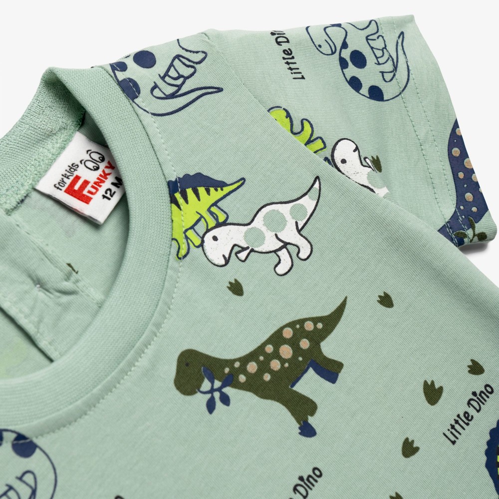 Βρεφικό Σετ με Μπλούζα Little Dino και Βερμούδα Cargo Αγόρι (6-24μ) -Φυστικί- 126-804111-2