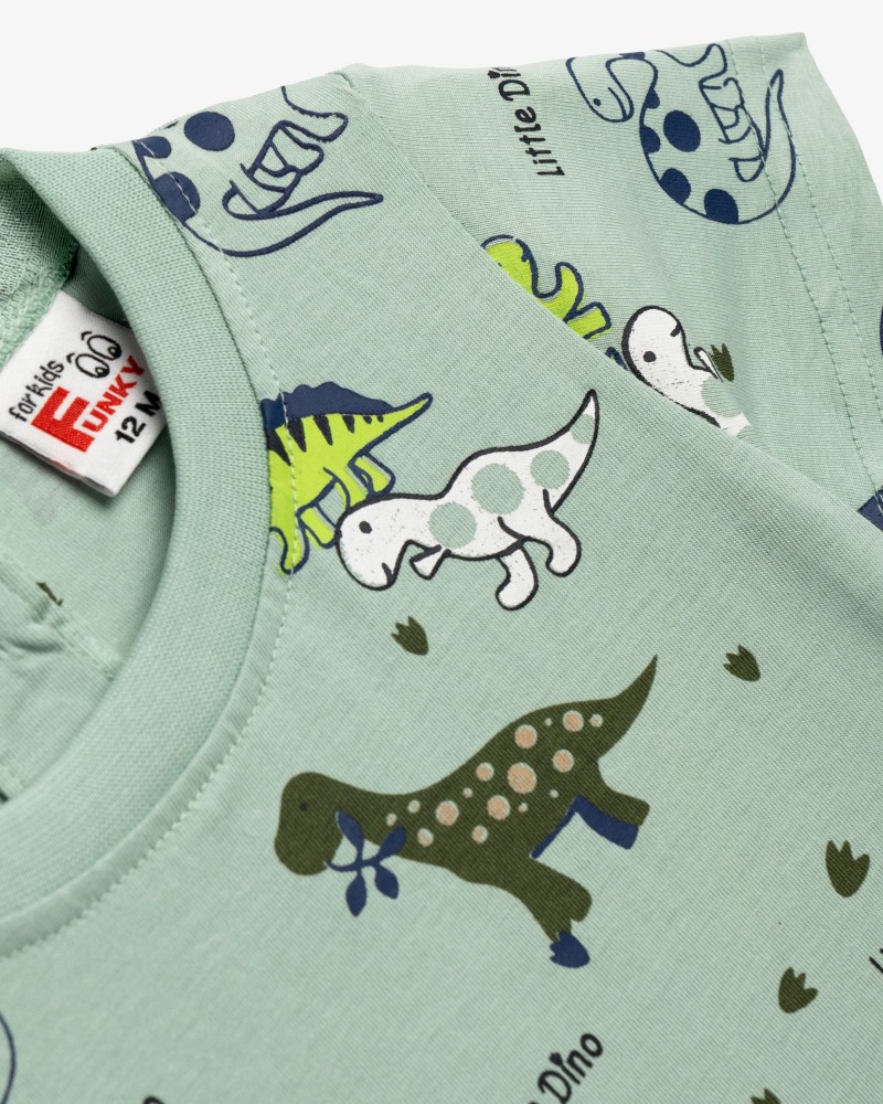 Βρεφικό Σετ με Μπλούζα Little Dino και Βερμούδα Cargo Αγόρι (6-24μ) -Φυστικί- 