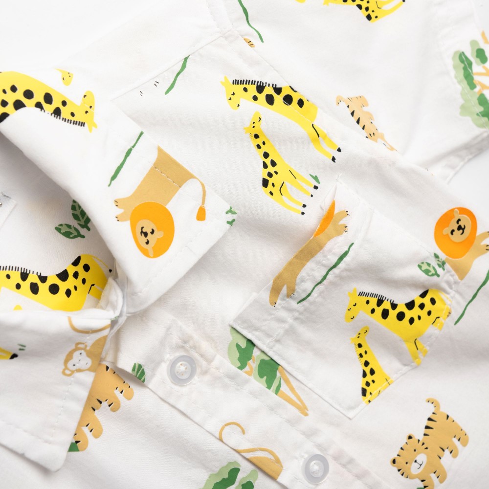 Βρεφικό Σετ με Πουκάμισο Ζούγκλα Ζωάκια Και Παντελόνι Αγόρι (6-24μ) -Μπεζ- 126-822103-1