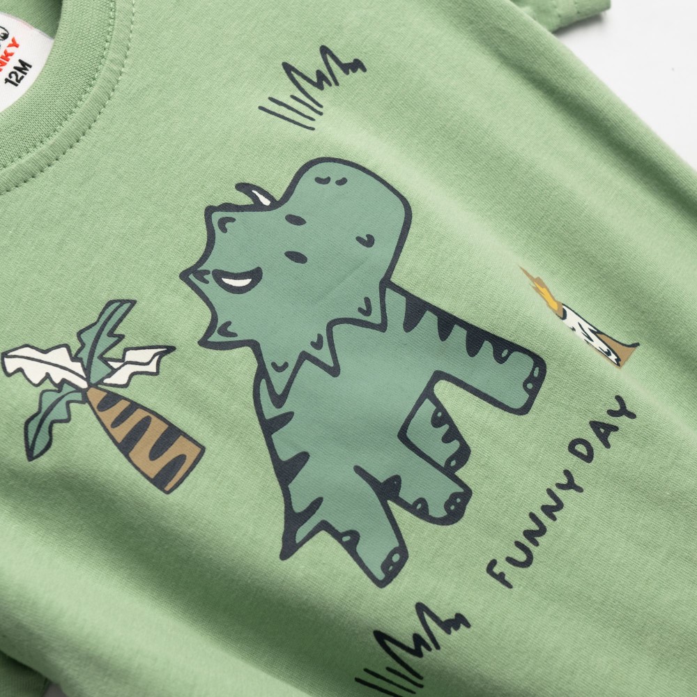 Βρεφικό Σετ με Μπλούζα Fanny Days Δεινοσαυράκι και Βερμούδα Αγόρι (6-24μ) -Πράσινο- 126-822108-1