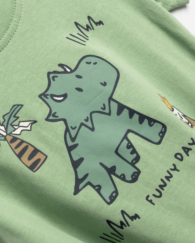 Βρεφικό Σετ με Μπλούζα Fanny Days Δεινοσαυράκι και Βερμούδα Αγόρι (6-24μ) -Πράσινο- 